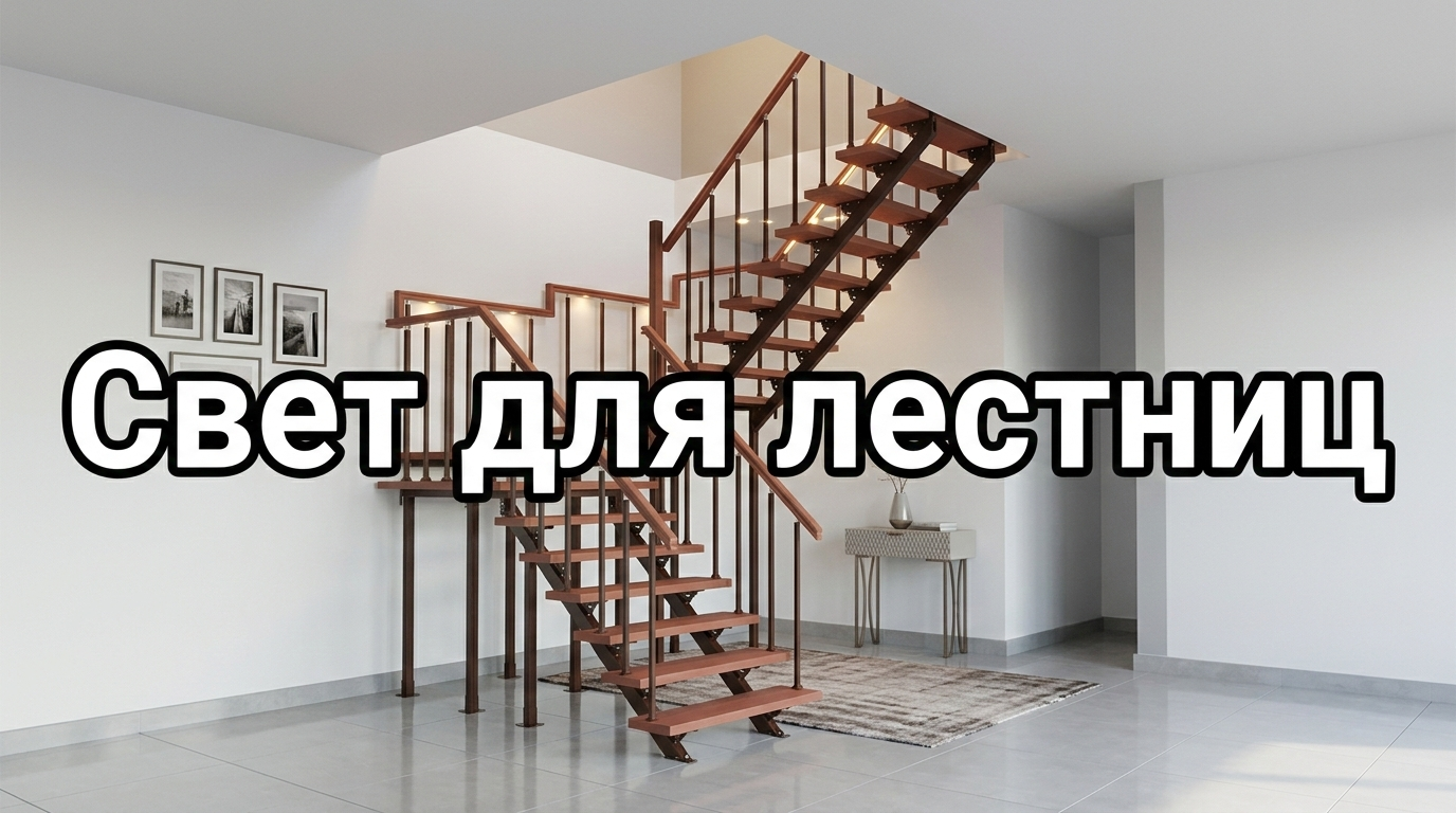 Освещение лестницы с различными видами подсветки