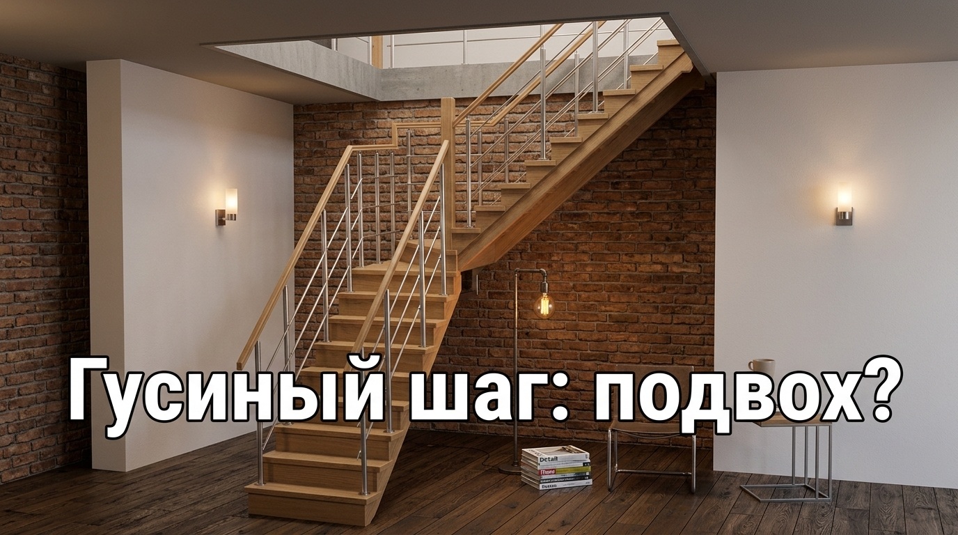 Лестница гусиный шаг для второго этажа