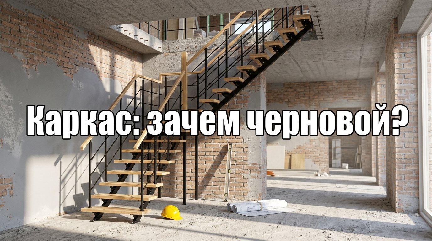 Монтаж лестницы с каркасом и ступенями