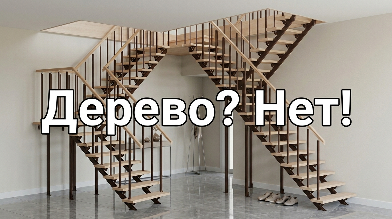 Лестница в тамбуре с деревянной отделкой