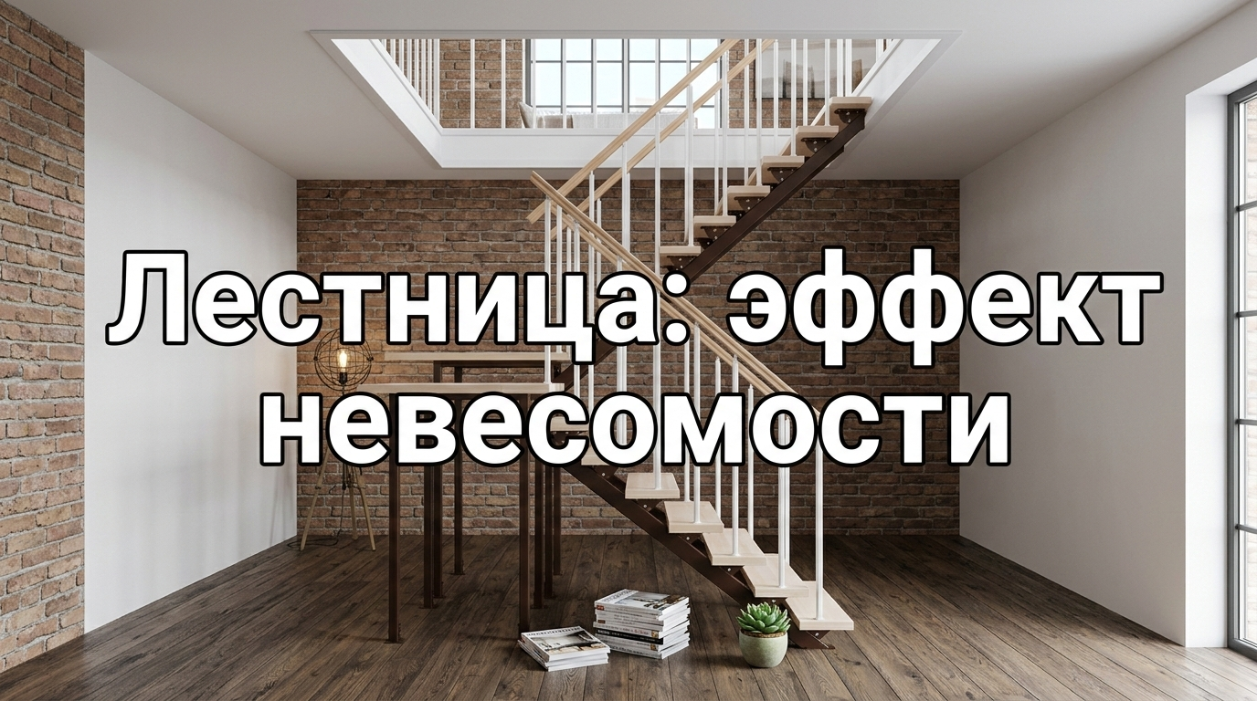 Парящая лестница в интерьере частного дома