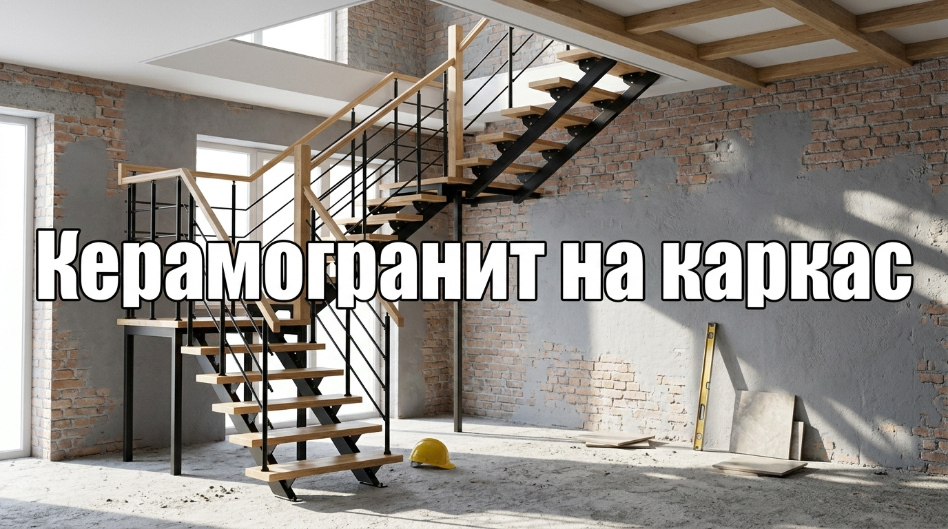 Ступени из керамогранита на модульном каркасе