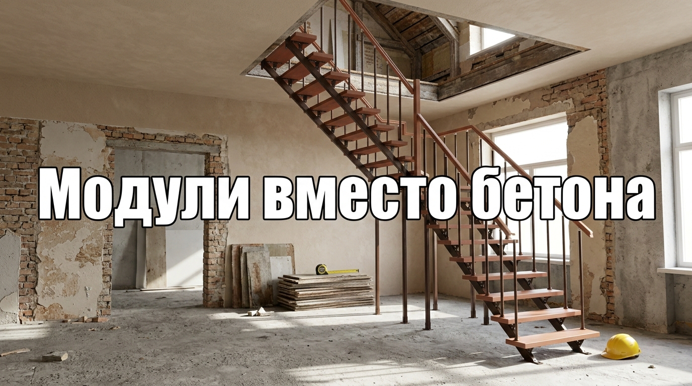 Модульные лестницы, заменяющие бетонные марши, в проекте реновации 90-х