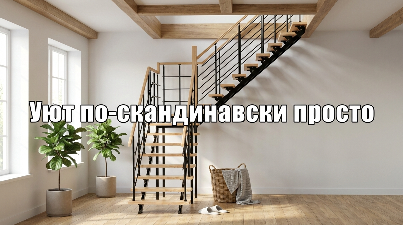 Скандинавский стиль в интерьере с белыми каркасами и светлым деревом