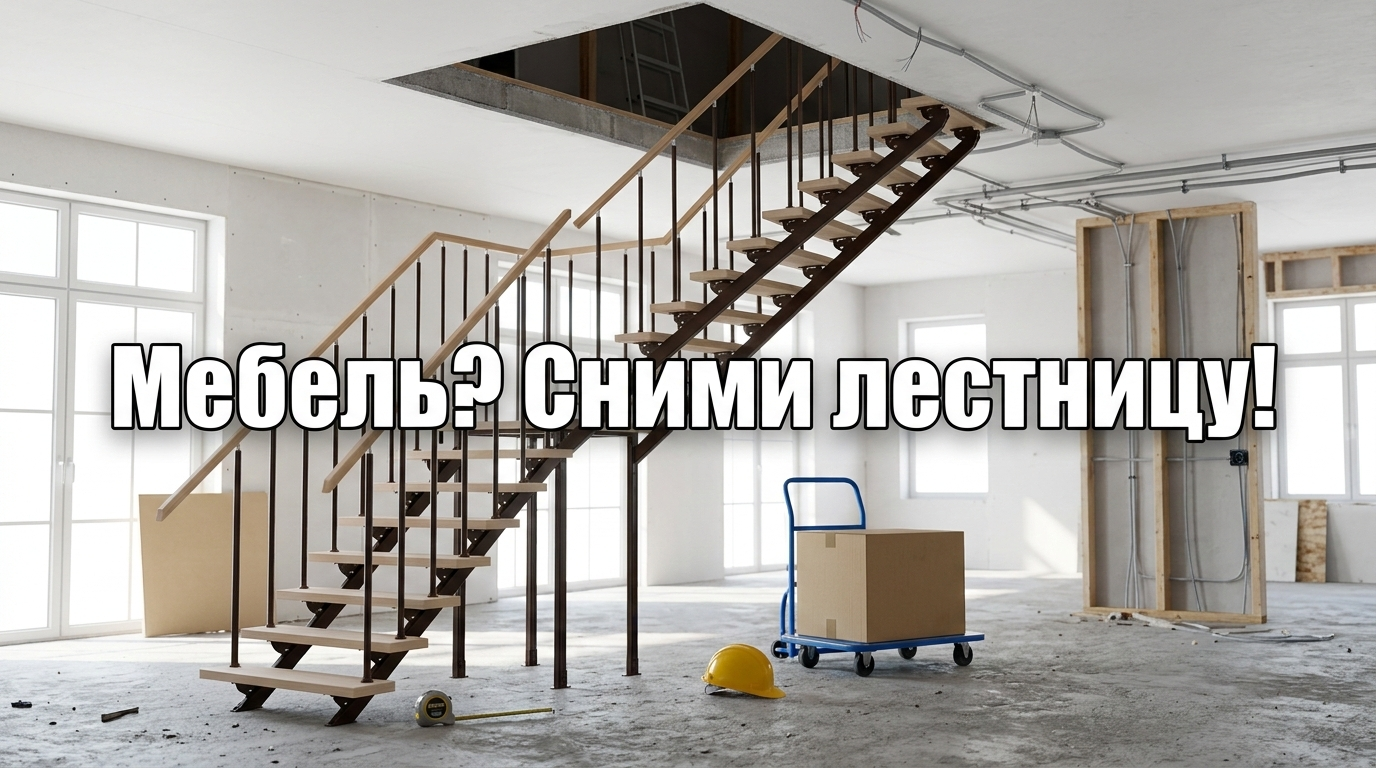 Лестница демонтирована для заноса мебели