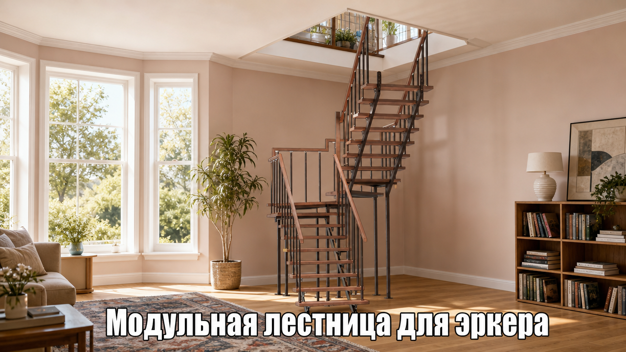 Лестница в эркере на второй этаж