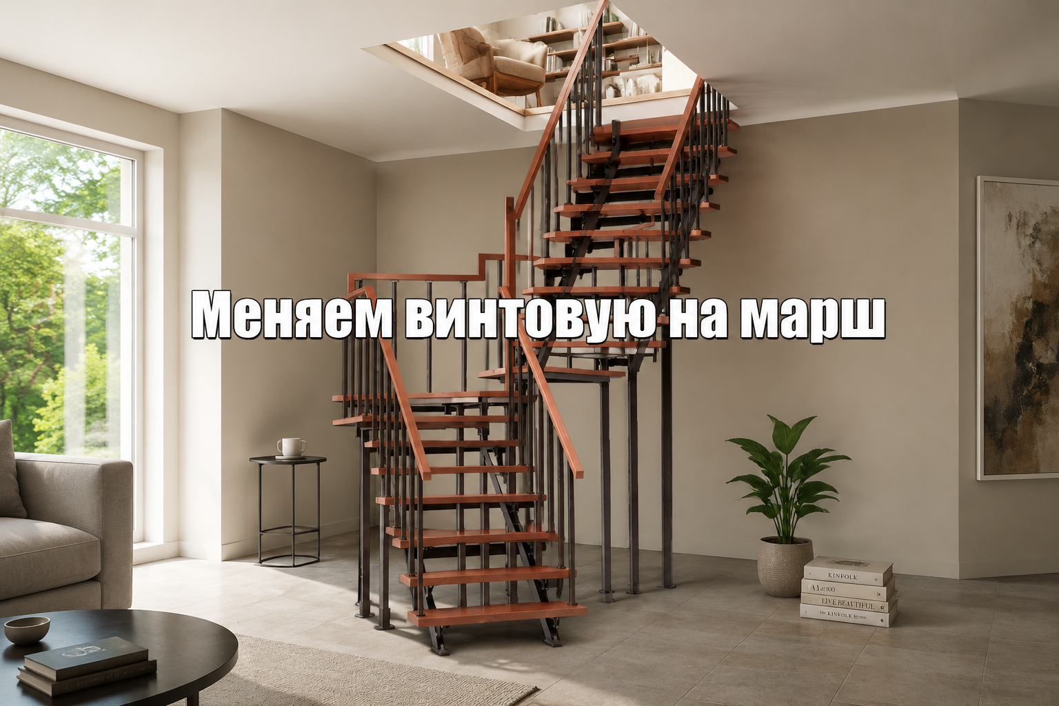 замена винтовой лестницы на маршевую