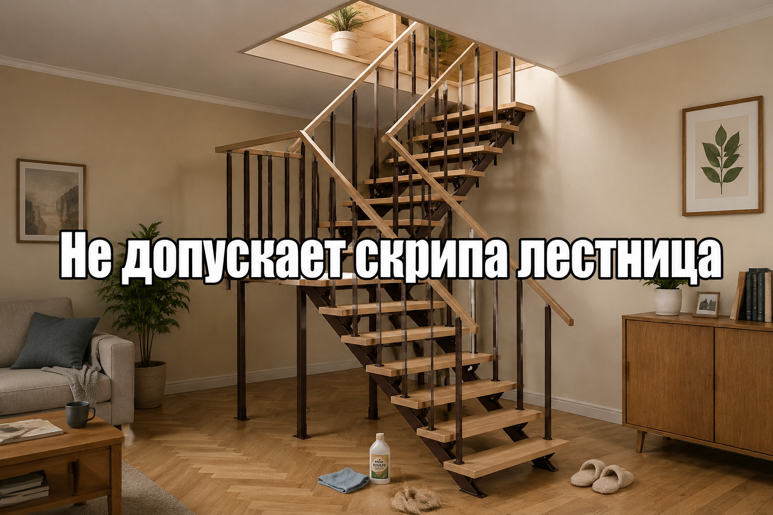 Деревянная лестница из гипермаркета, проблемы со скрипом